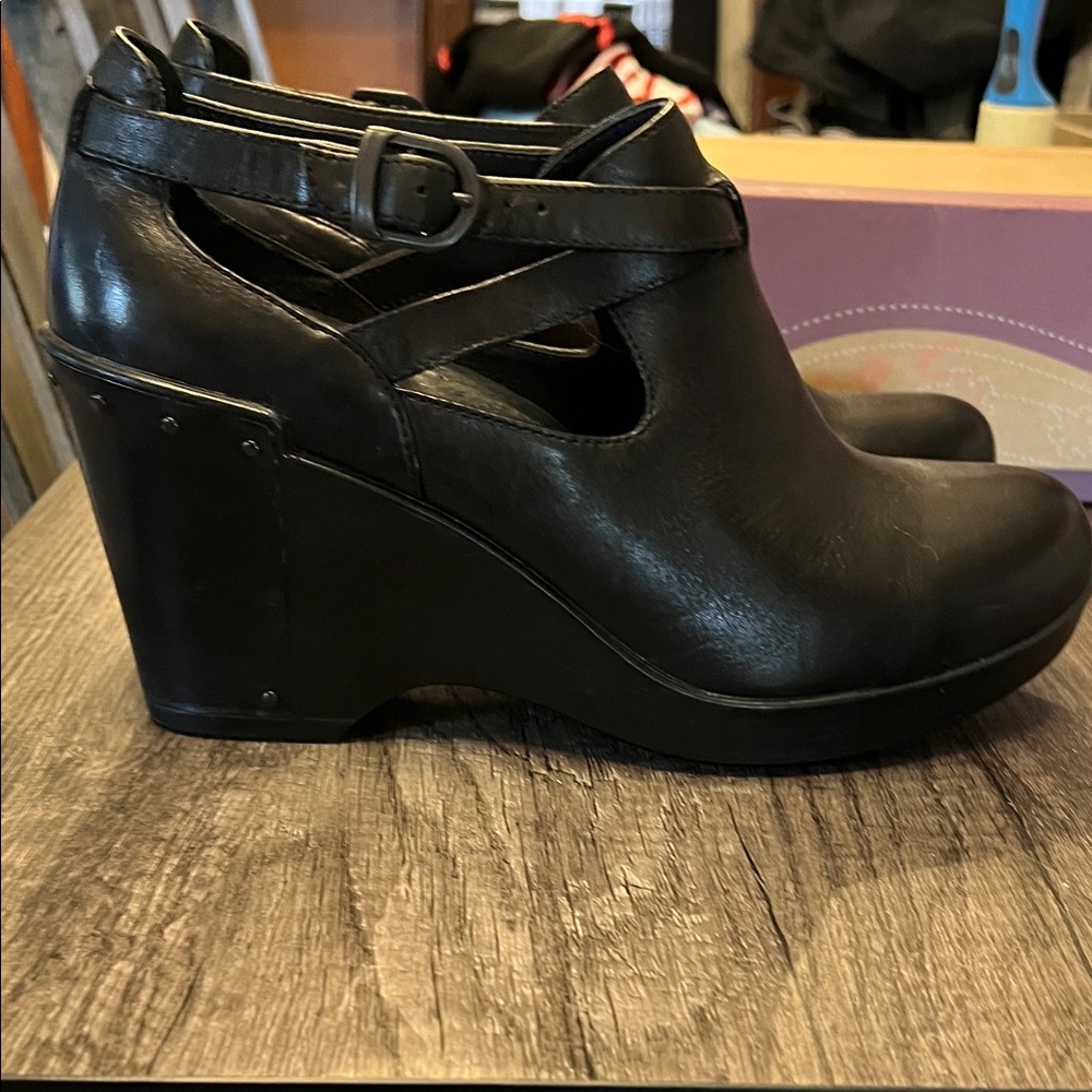 Dansko Black Wedge Ankle Shoes